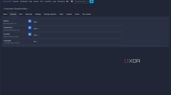Screenshot of Zigbee2MQTT showing details from temperature sensor
