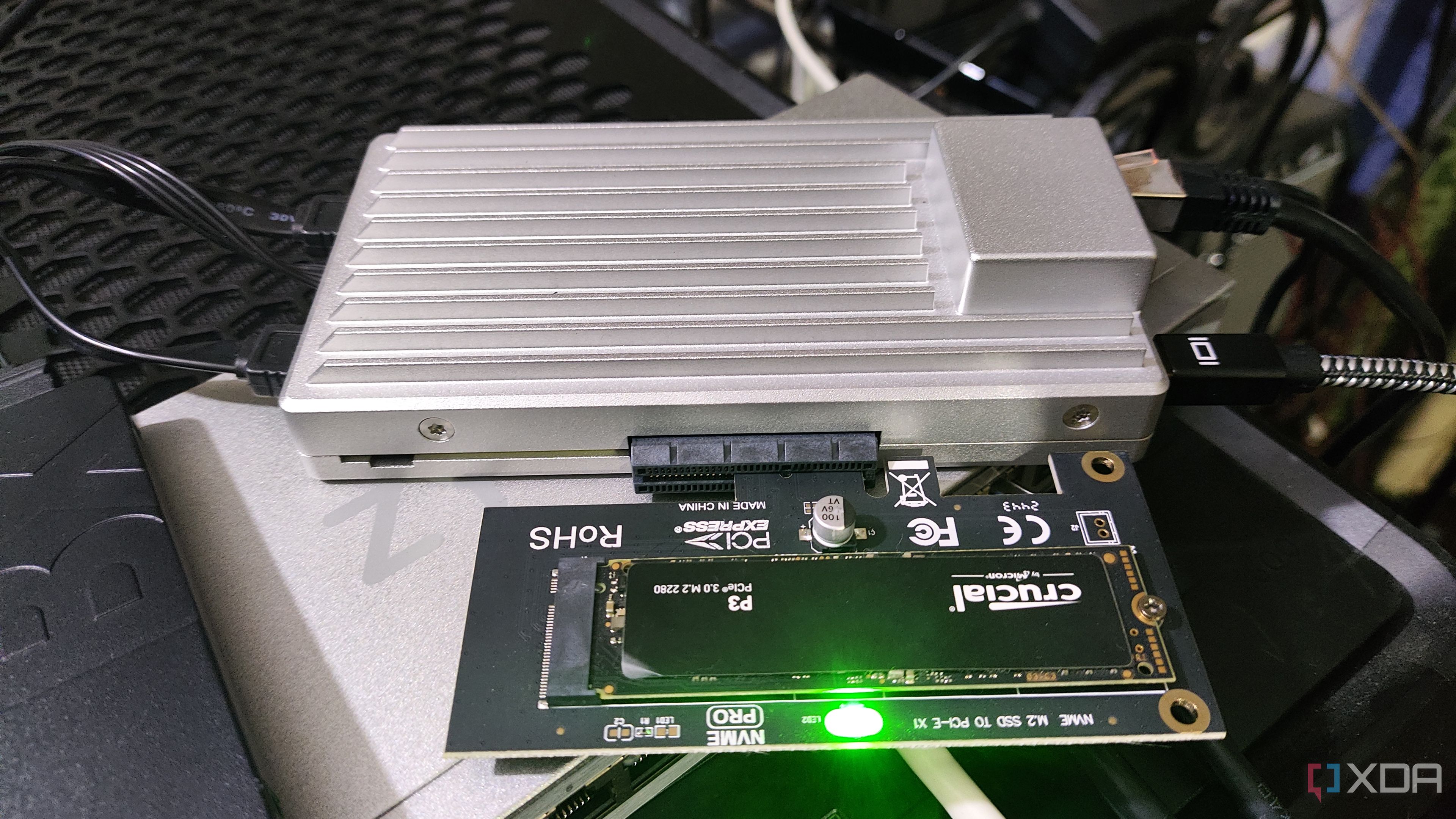 The ZimaBoard 2 connected to an NVMe SSD