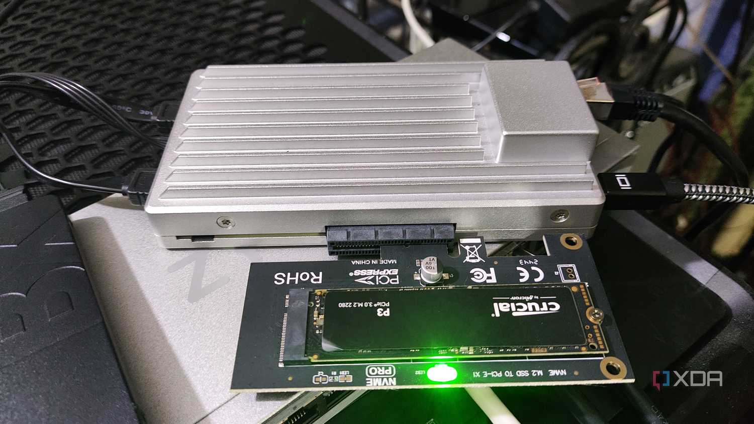 The ZimaBoard 2 connected to an NVMe SSD