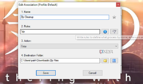 An example of editing a DropIt association.