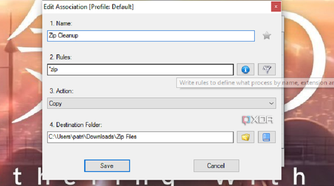 An example of editing a DropIt association.