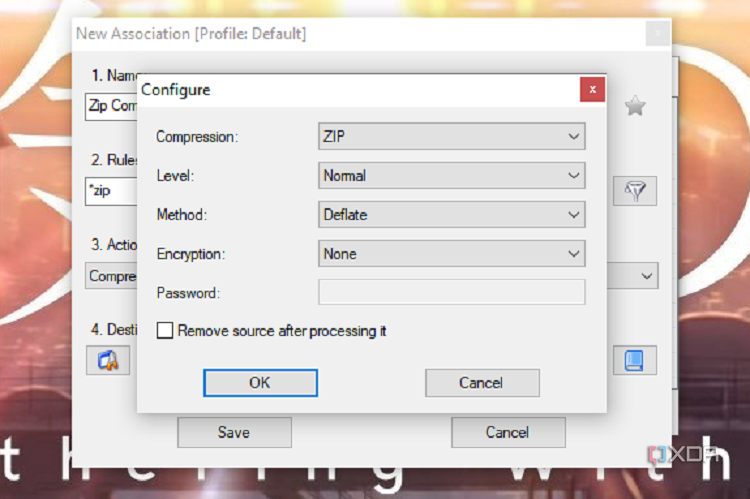 An example of DropIt configuration settings.
