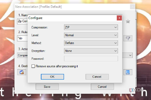 An example of DropIt configuration settings.