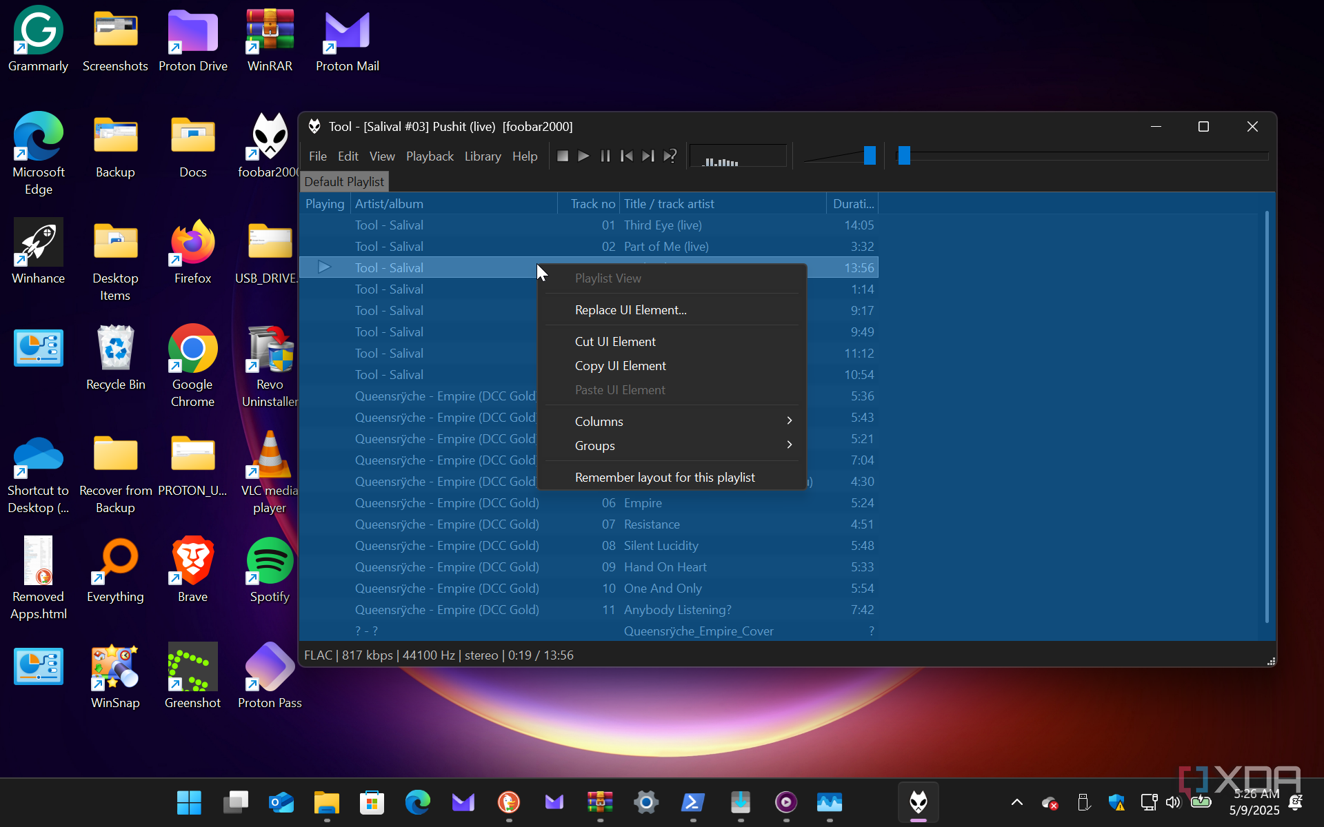 Shows customizing foobar2000