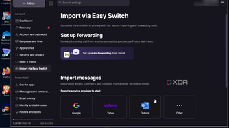 shows easy import switch in Proton Mail