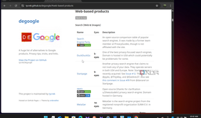 Shows degoogle webpage in Chrome