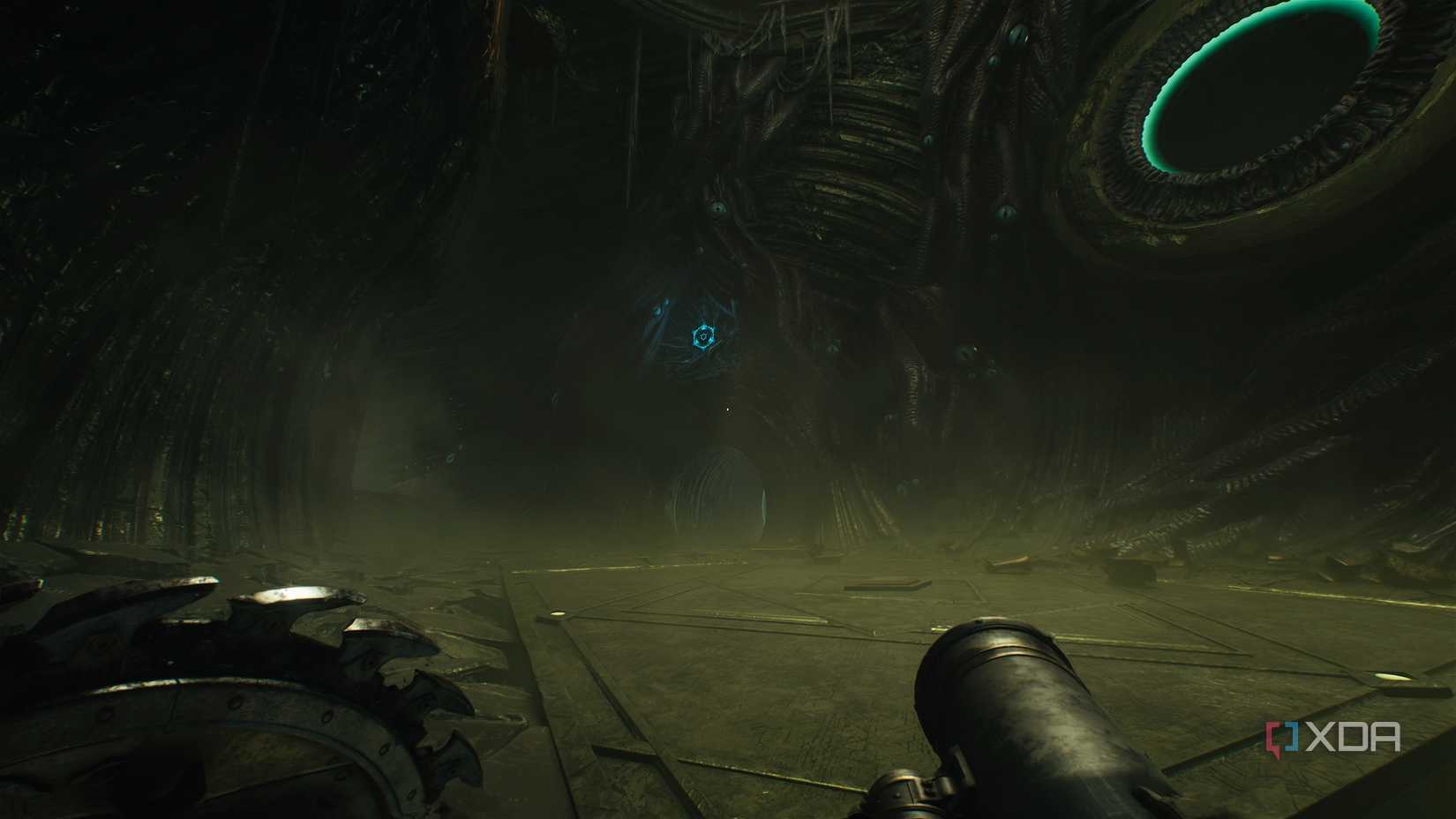 A distant blue energy node in chapter 15 of Doom: The Dark Ages.