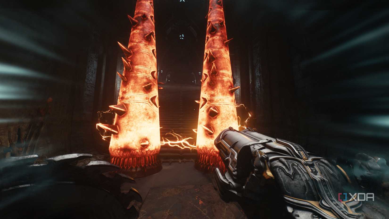 Two heated metal spikes in chapter 19 of Doom: The Dark Ages.