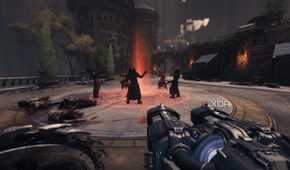 Demon cultists praying in a circle in Doom: The Dark Ages.