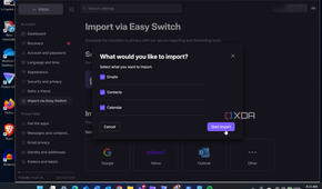 Shows selecting items to transfer Proton Easy Switch