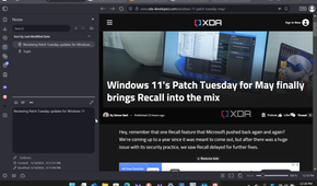 SHows running Vivaldi on Windows with notes feature