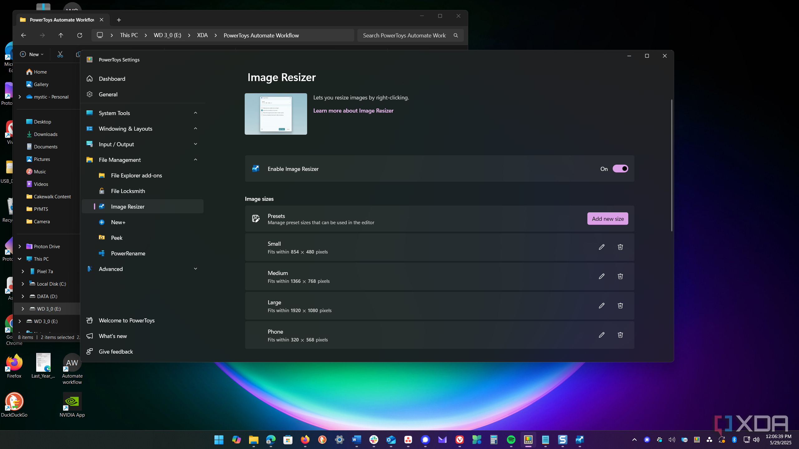 shows image resizer powertoys