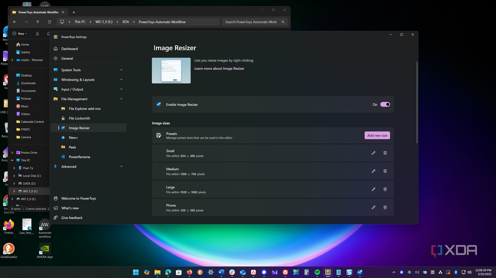 muestra la imagen resonadora powertoys