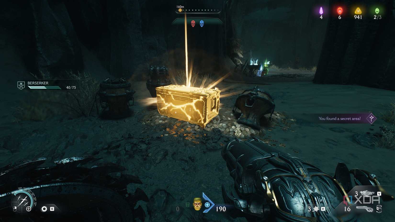 Secret area 8 and a gold chest in chapter 19 of Doom: The Dark Ages.