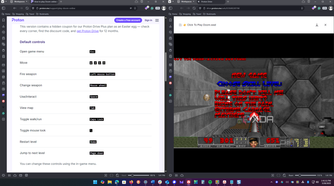 Shows Doom in Proton Drive controls and menu
