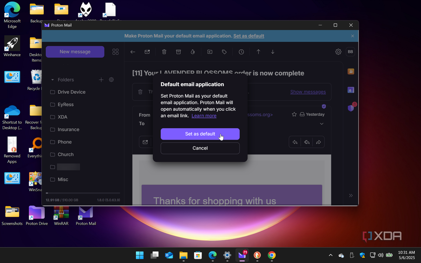 Verification to set Proton Mail as default