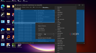 Shows foobar2000 add columns option