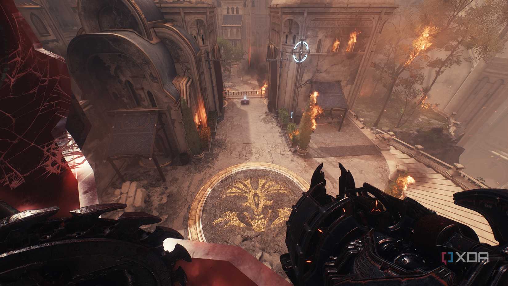 A small city block in Doom: The Dark Ages.