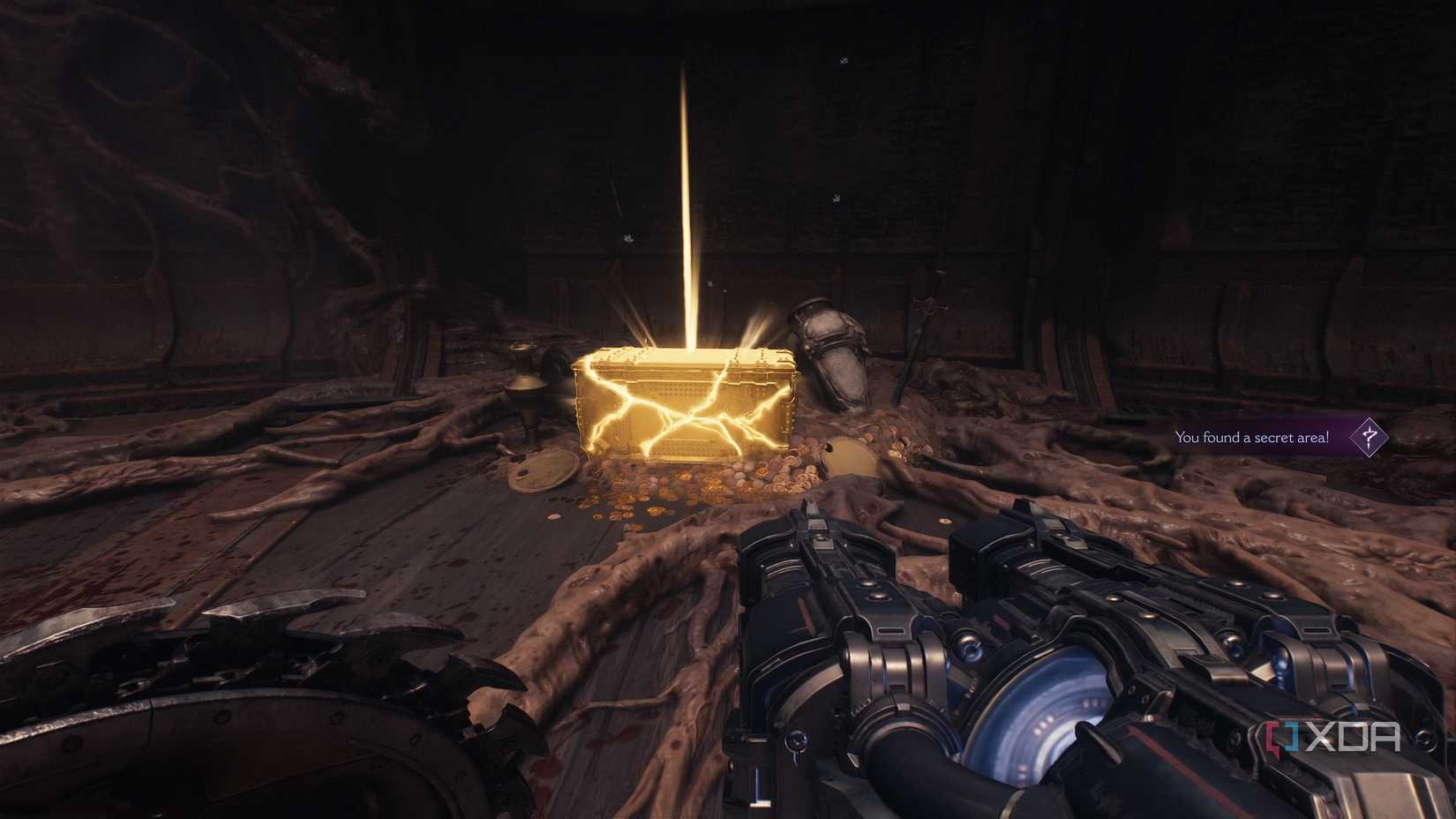 A gold crate in Doom: The Dark Ages.
