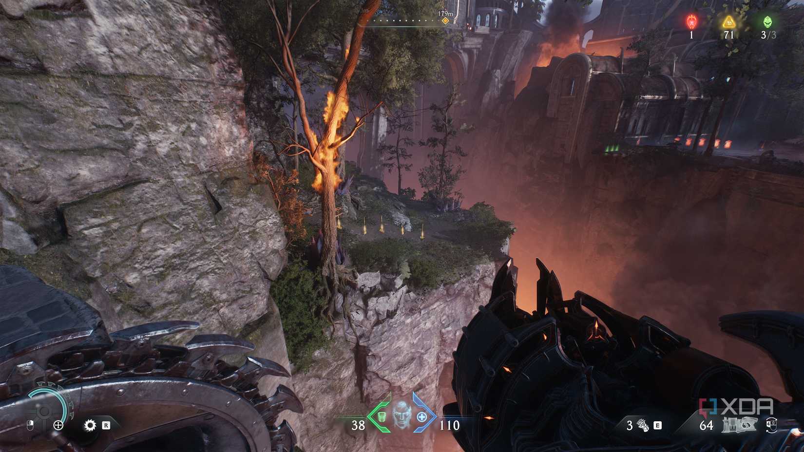 A secret area with gold bars in Doom: The Dark Ages.