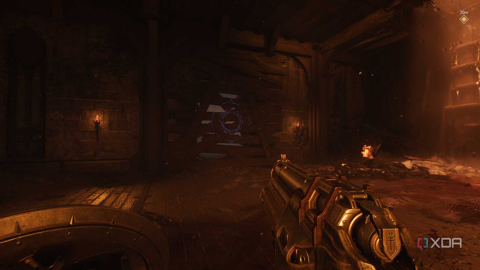 A bashable wooden wall in Doom: The Dark Ages.