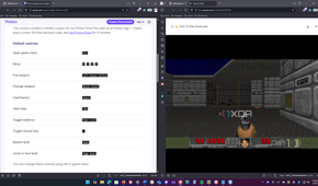 Shows playing doom and controls in Vivaldi