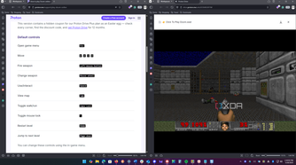 Shows playing doom and controls in Vivaldi