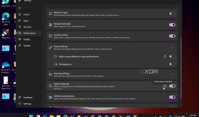 Shows Performance section to tweak Windows in wintoys