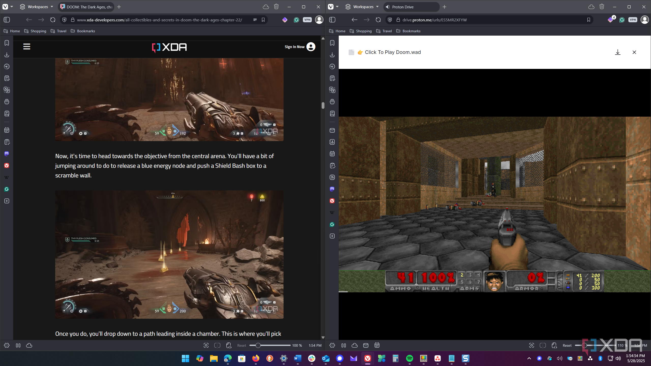 Shows difference between graphics of modern and classic Doom 
