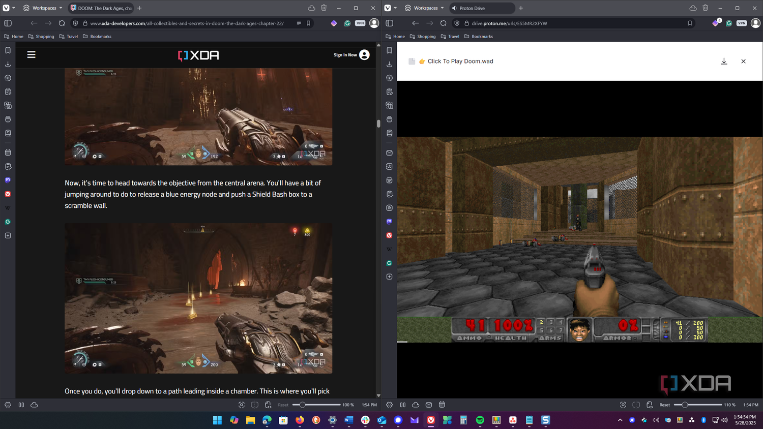 Shows difference between graphics of modern and classic Doom
