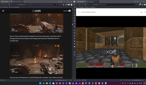 Shows difference between graphics of modern and classic Doom