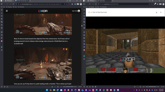 Shows difference between graphics of modern and classic Doom