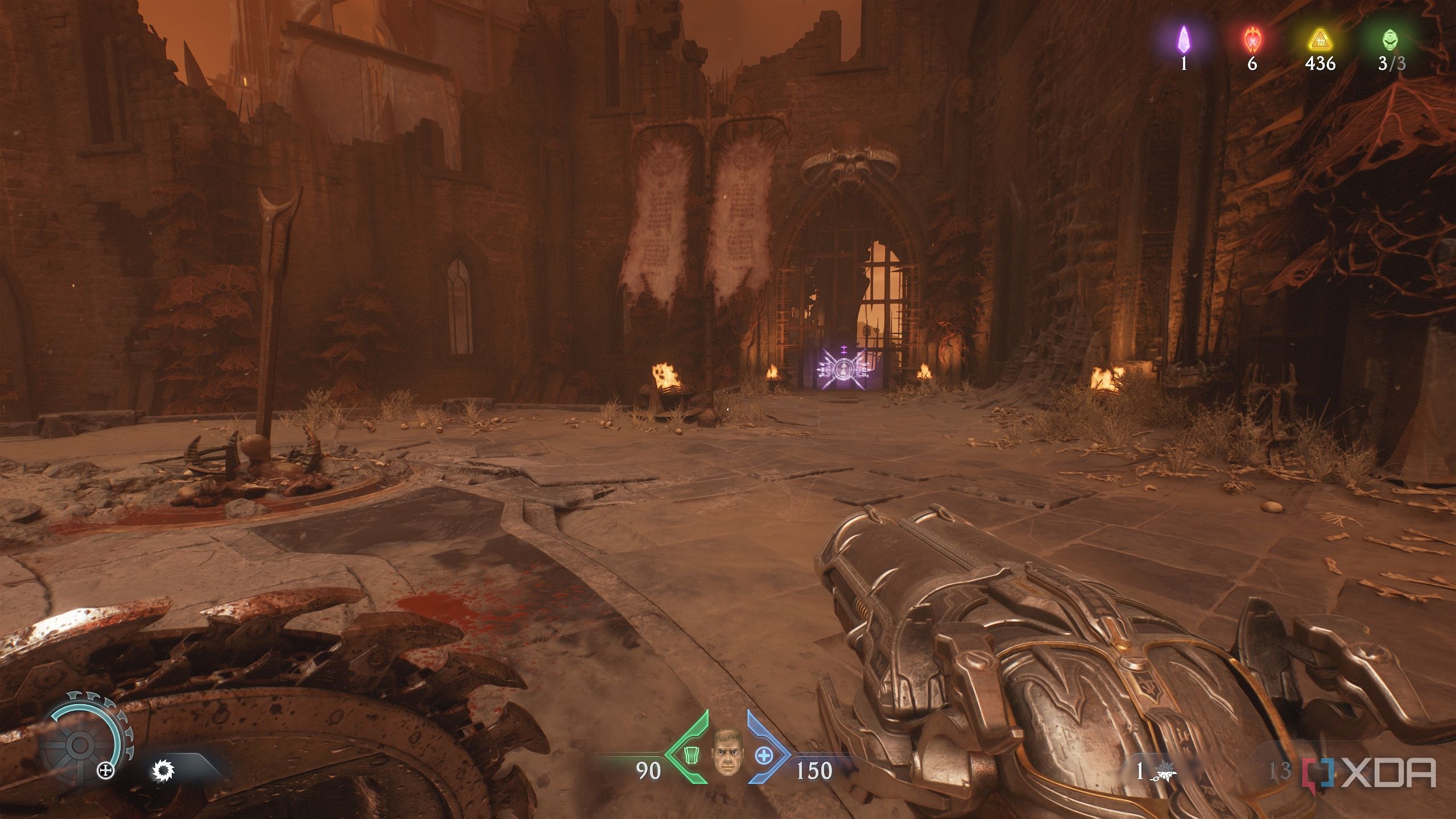 A purple-locked gate in Doom: The Dark Ages.