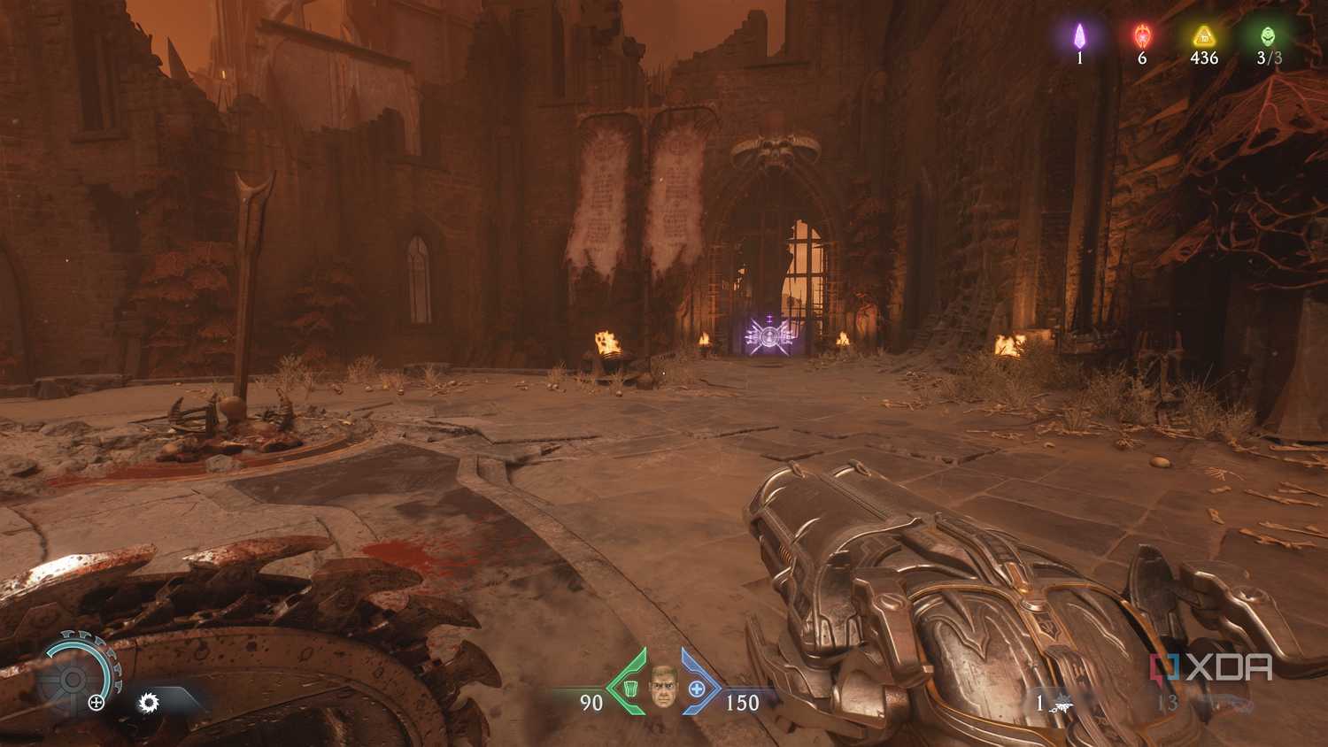 A purple-locked gate in Doom: The Dark Ages.