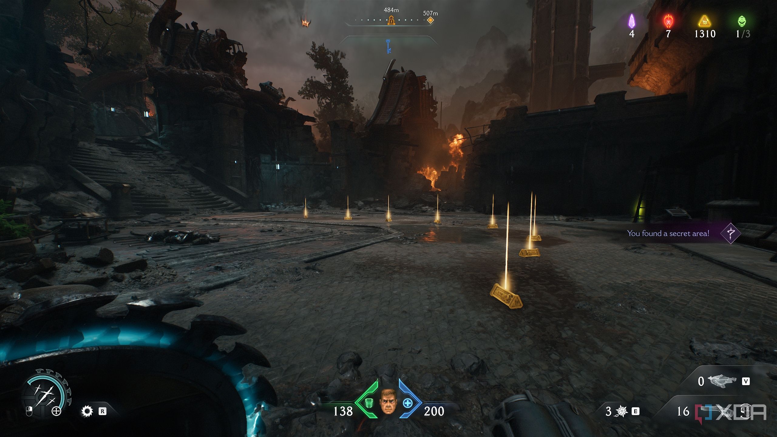 Trail of gold in a secret area in chapter 20 of Doom: The Dark Ages.
