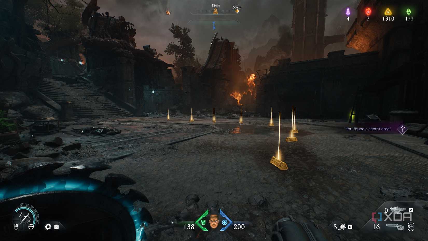 Trail of gold in a secret area in chapter 20 of Doom: The Dark Ages.