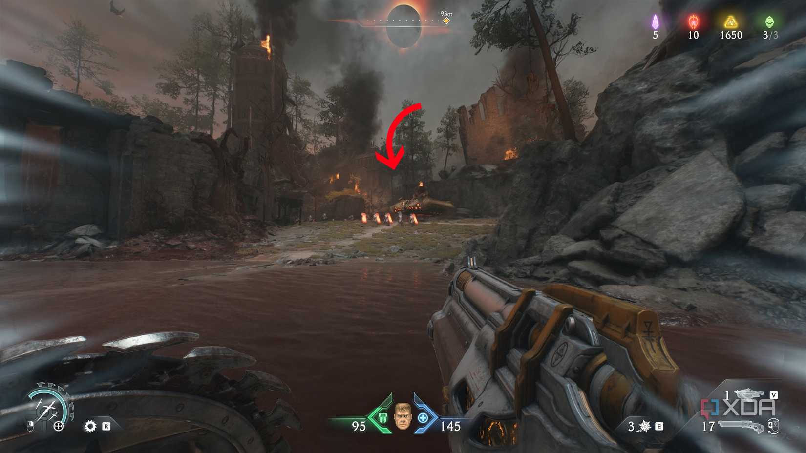Arrow pointing to an artillery tank in chapter 20 of Doom: The Dark Ages.