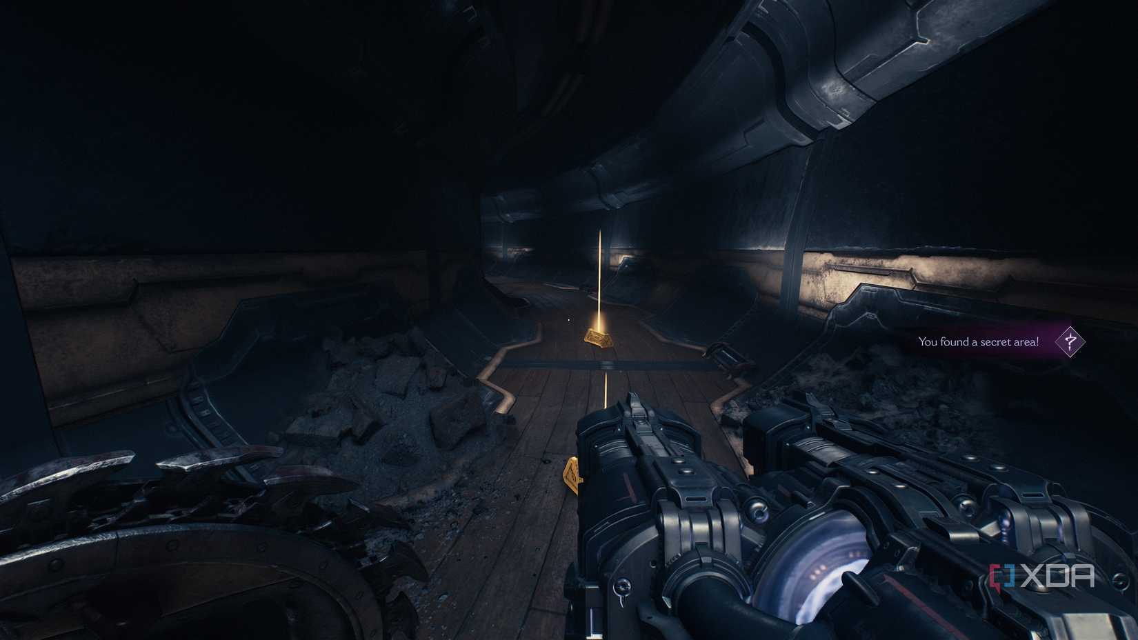 A secret corridor in Doom: The Dark Ages.