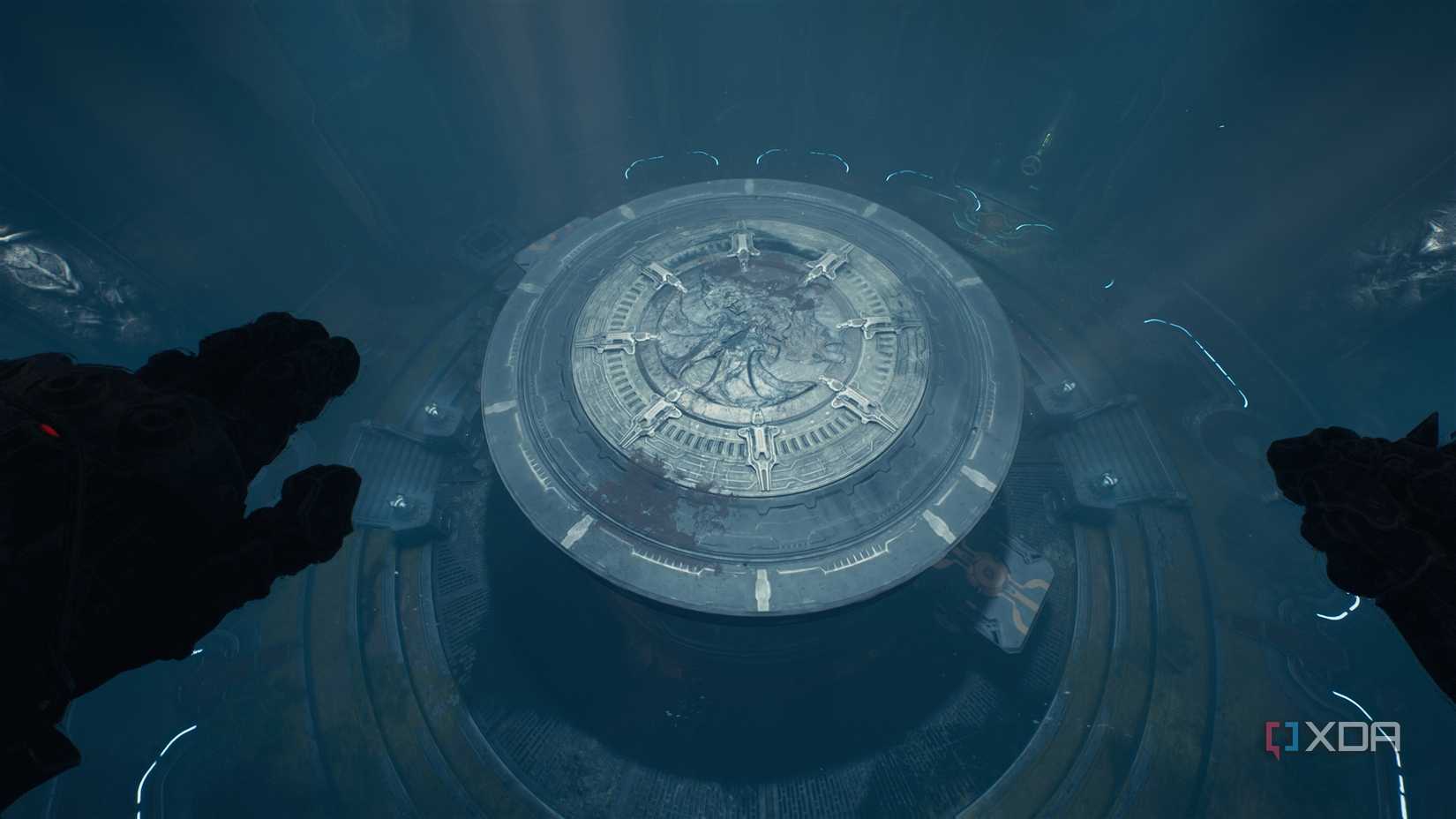 An underwater structure in Doom: The Dark Ages.