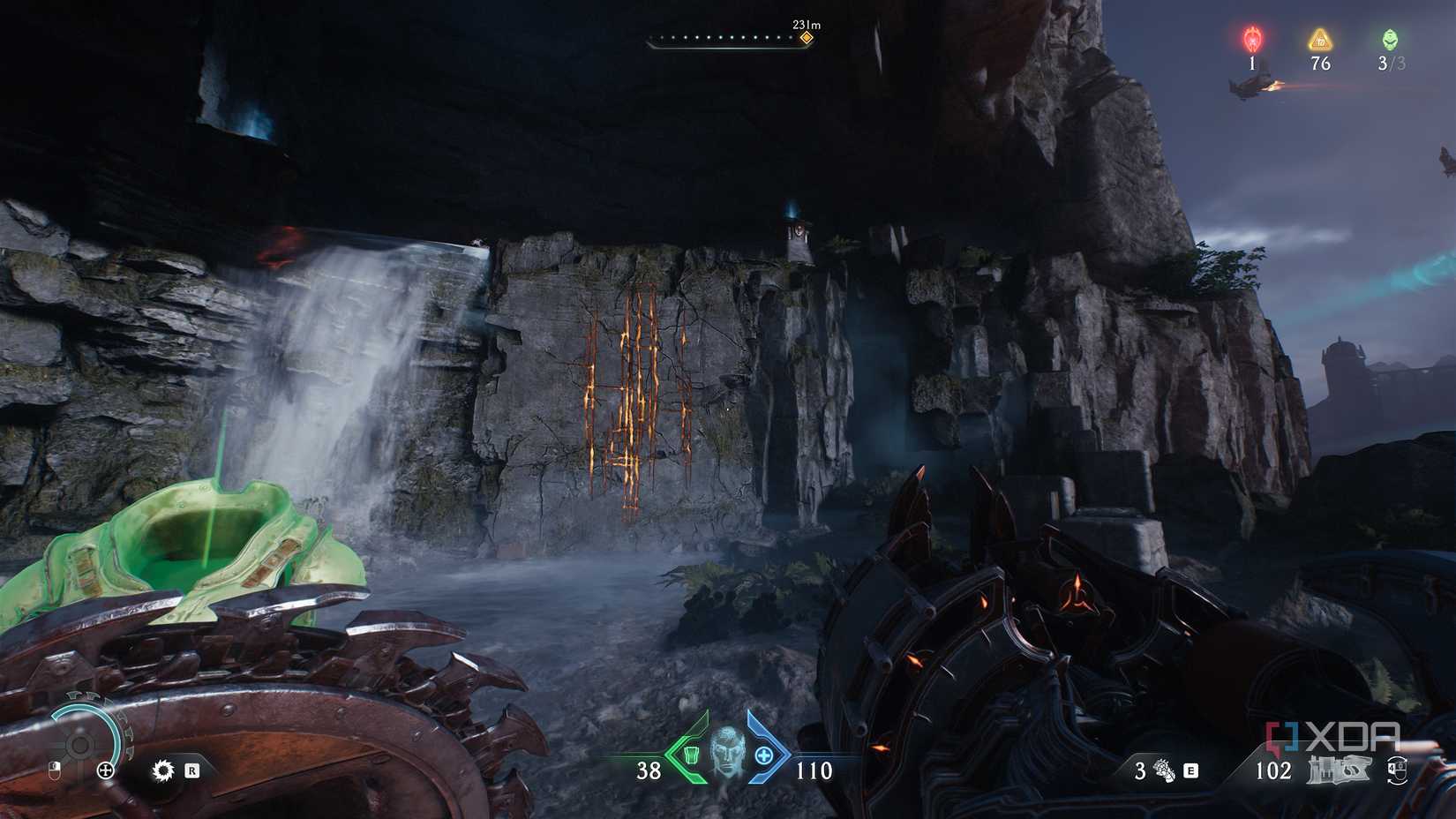 A scramble wall in Doom: The Dark Ages.