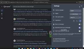 Shows Qwant search engine settings