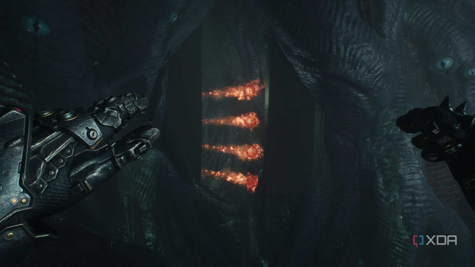 Underwater fiery obstacles in chapter 15 of Doom: The Dark Ages.