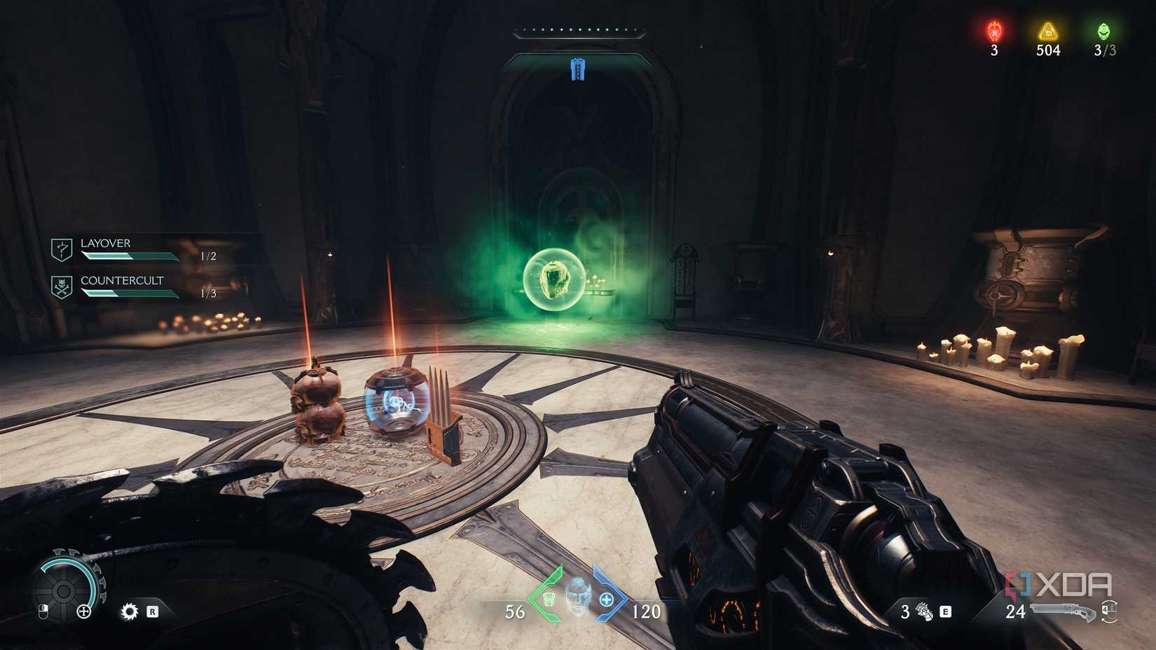 A life sigil and ammo pickups in Doom: The Dark Ages.