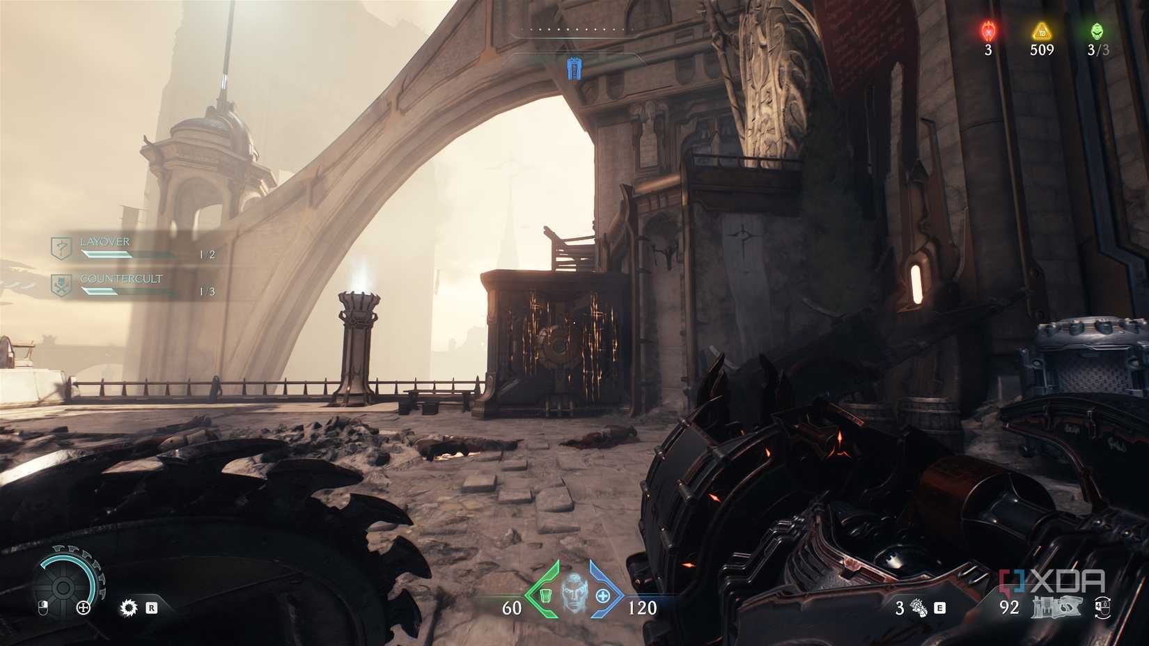 A scramble wall on the side of a box in Doom: The Dark Ages.