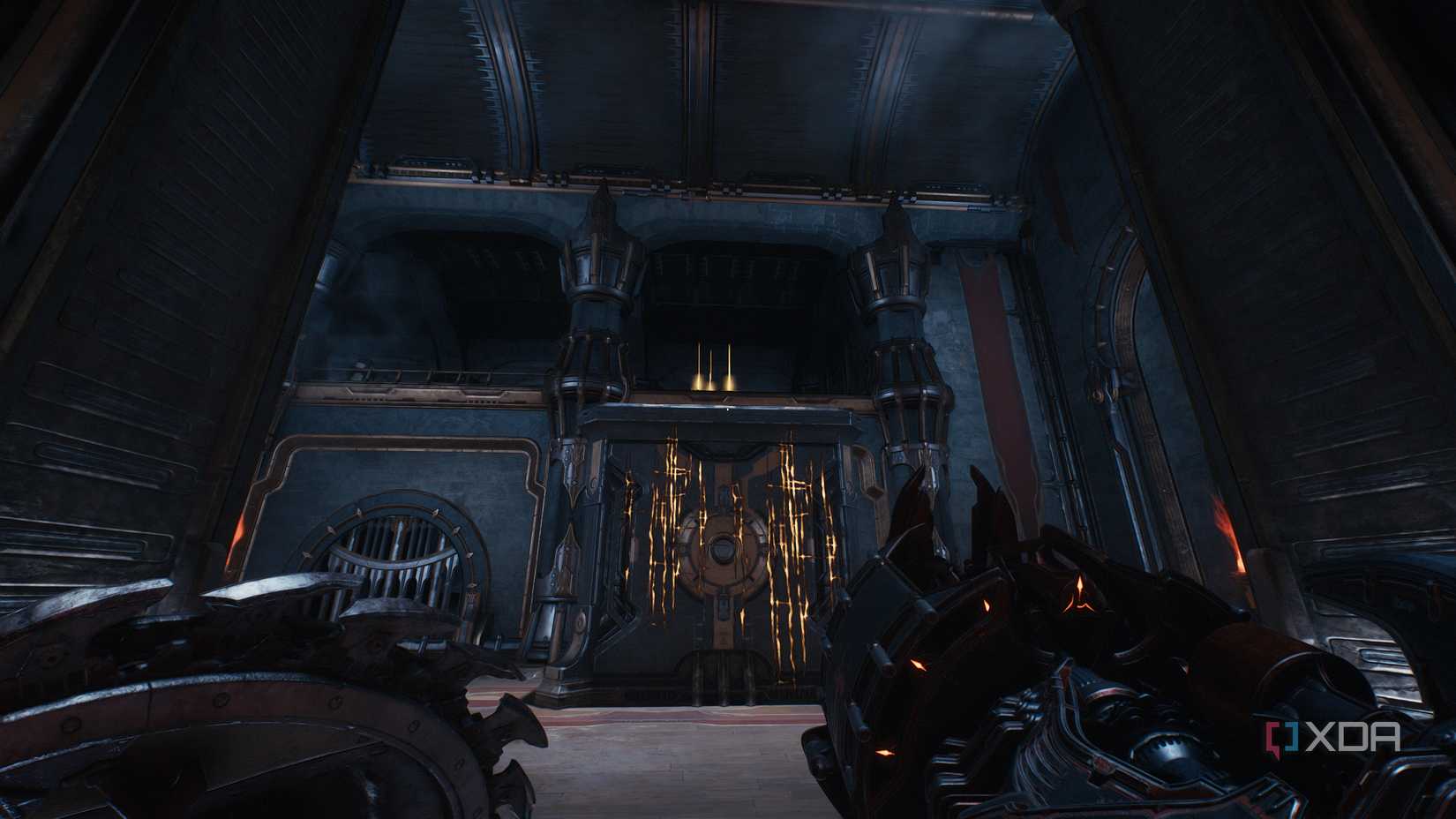 A scramble wall on the side of a box in Doom: The Dark Ages.