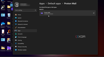 Shows MailTo option in Windows Settings changed to Proton Mail
