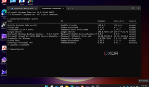 Shows winget from command prompt on second laptop results of available updates