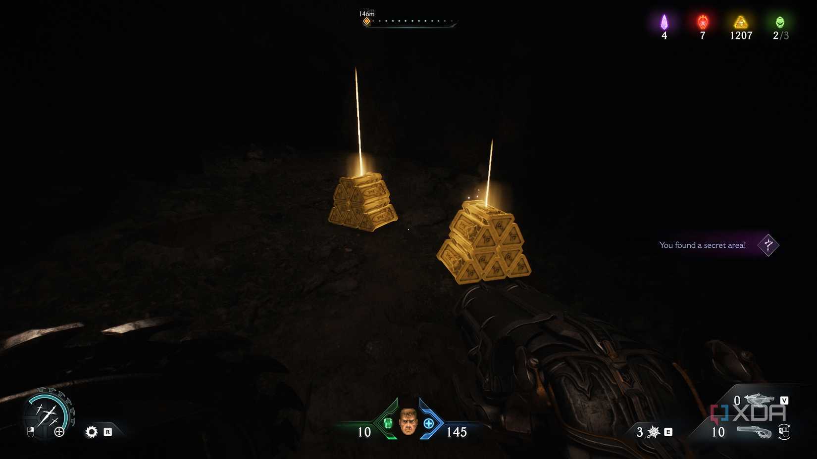 Two gold stacks in a secret area in chapter 20 of Doom: The Dark Ages.