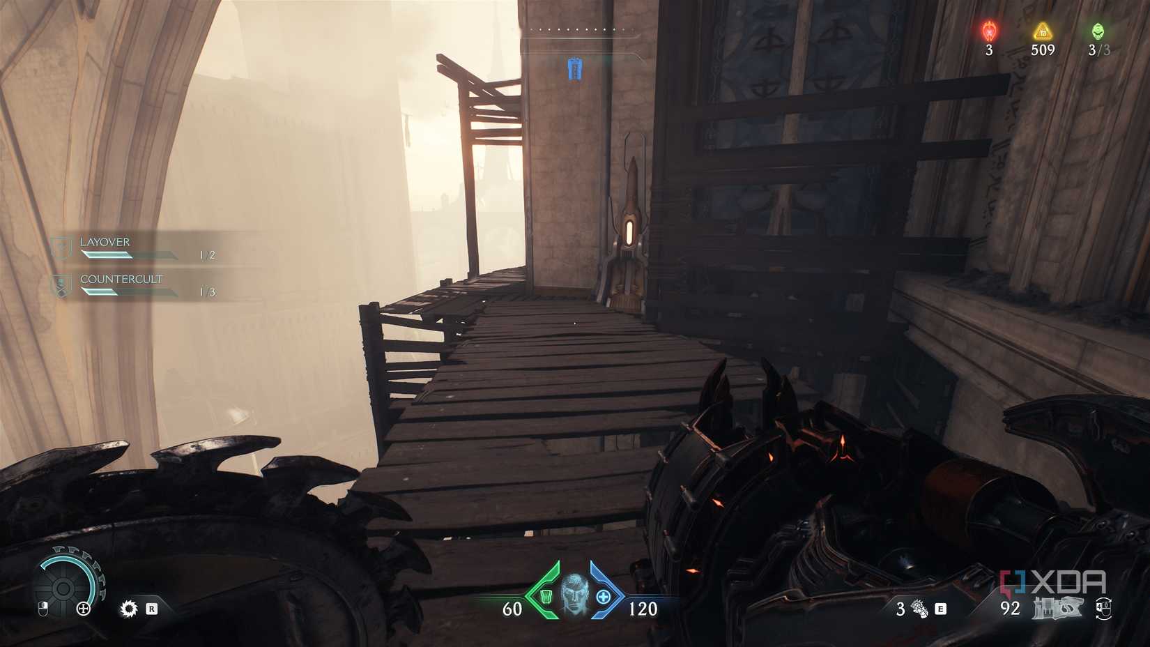 A wooden walkway in Doom: The Dark Ages.