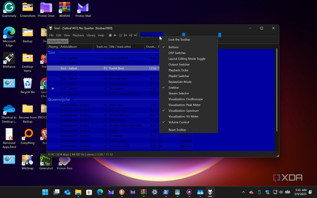 Shows customizing foobar2000 menu layout